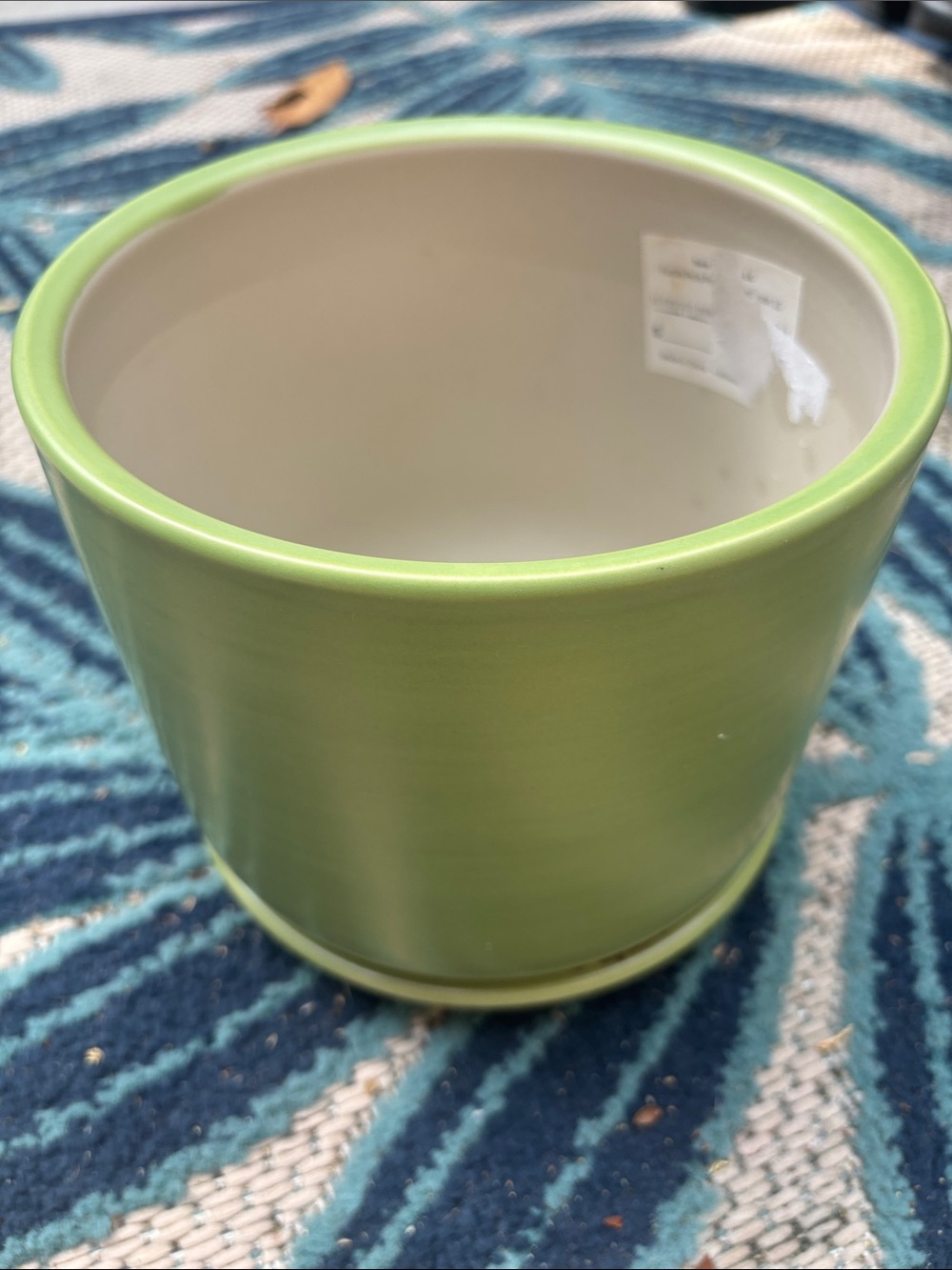 Green Ceramic Planter with Saucer - Home Accents Decor